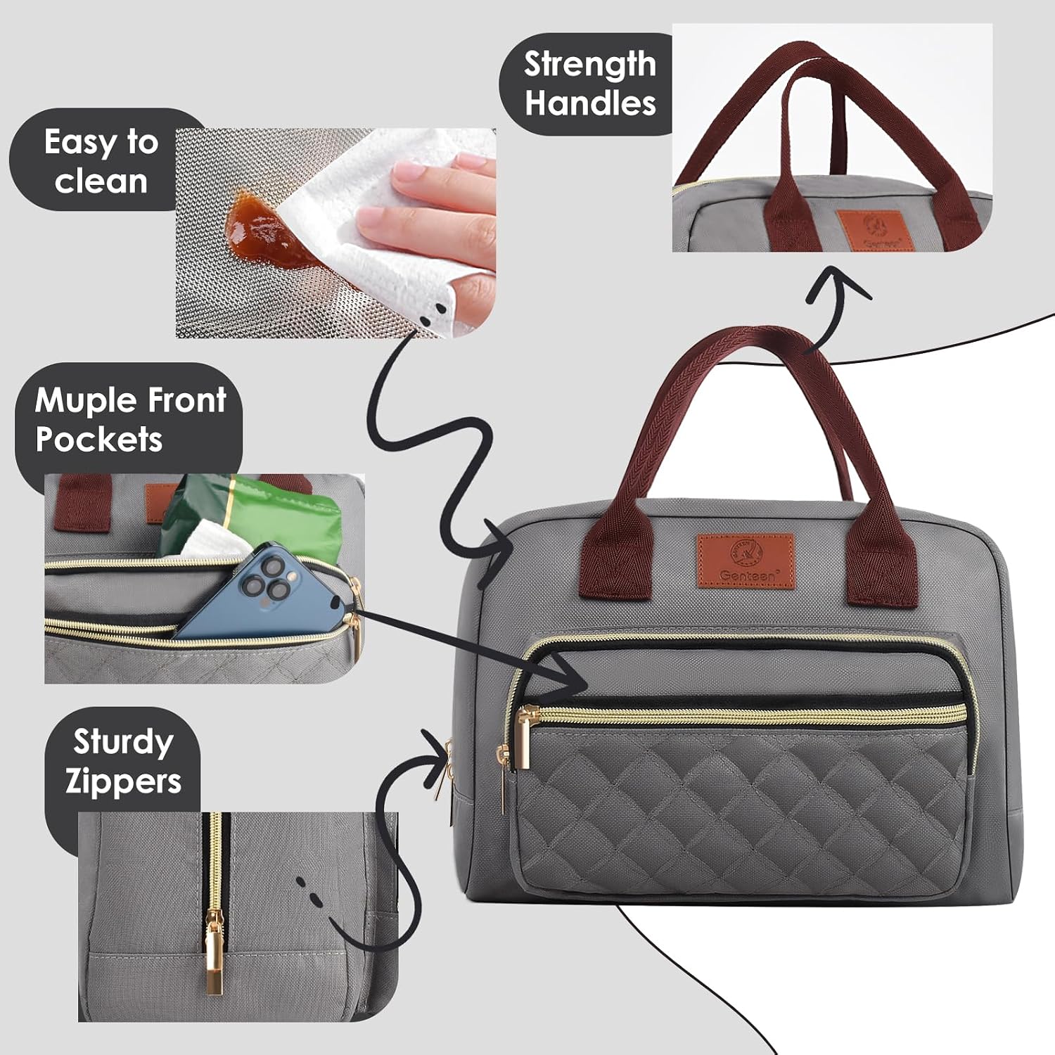Thumbnail 4 de Genteen Insulated Lunch Bag, Gray