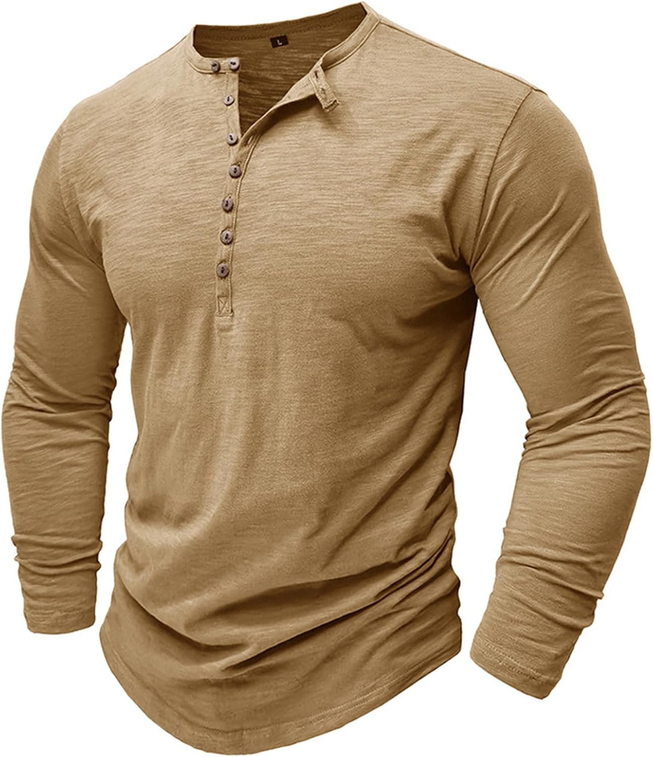 Thumbnail 1 de Henley Langarm T‑Shirt Herren – Langarmshirt mit Knopfleiste, V‑Ausschnitt, Vintage Slim Fit (M–3XL)