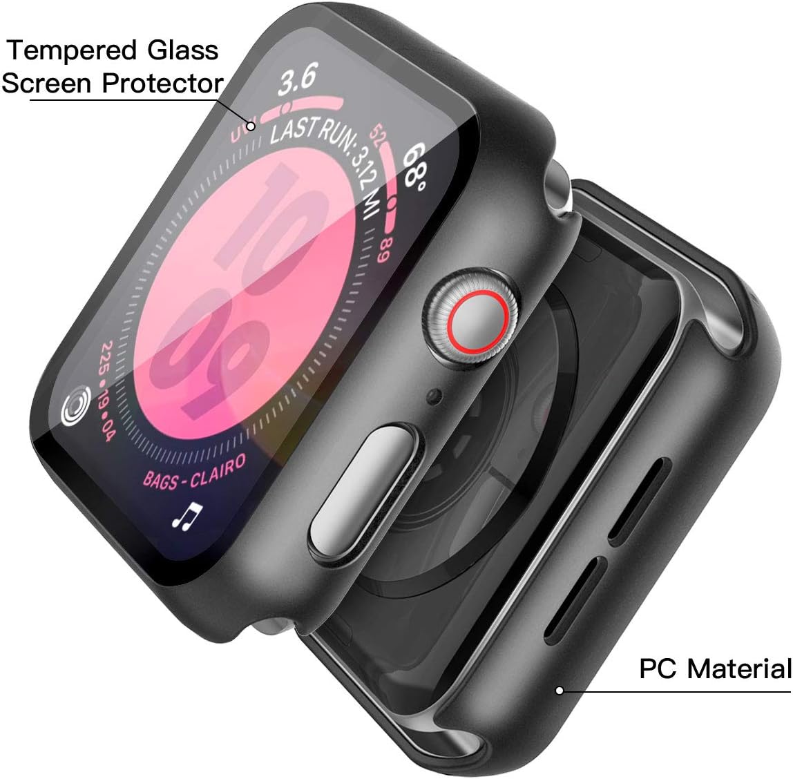 Thumbnail 1 de Piuellia 2‑Pack Black Hard Case for Apple Watch 40mm