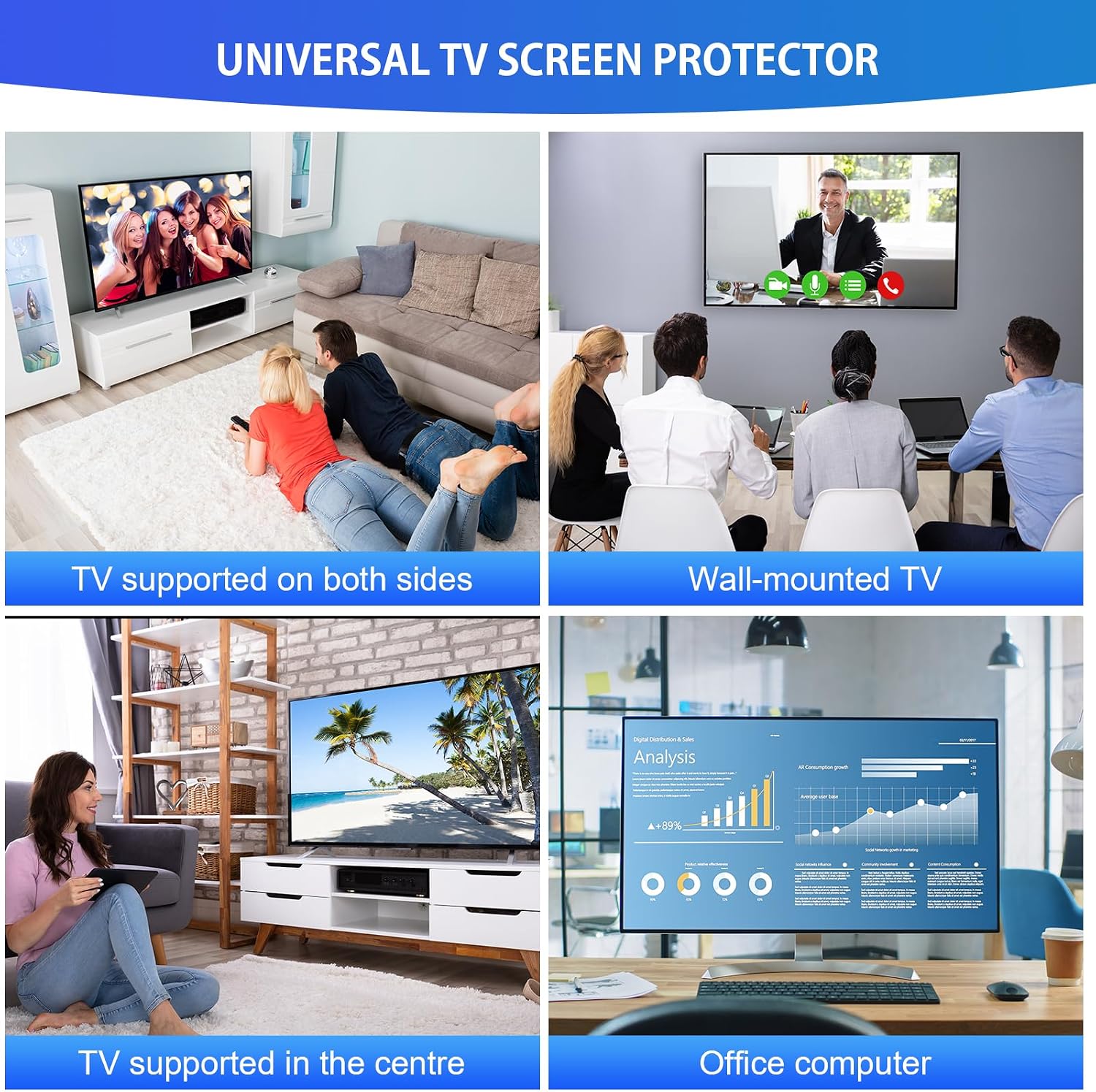 Detalle de Ninonly 55 Inch TV Screen Protector (HD Clear) – Ultra‑Thin Acrylic Shield for TVs and Monitors