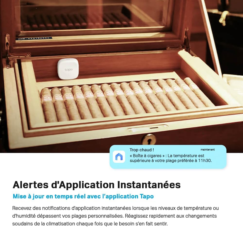Detalle de Tapo Thermomètre Intérieur Connecté WiFi (T310) – Hygromètre/Température précis avec alertes et rapports, nécessite Tapo Hub H100