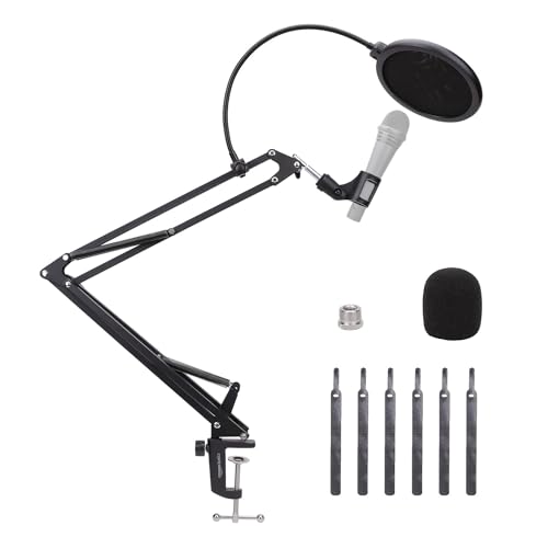 Amazon Basics Soporte de Brazo Articulado para Micrófono (35,6 cm) con Filtro Antipop y Abrazadera