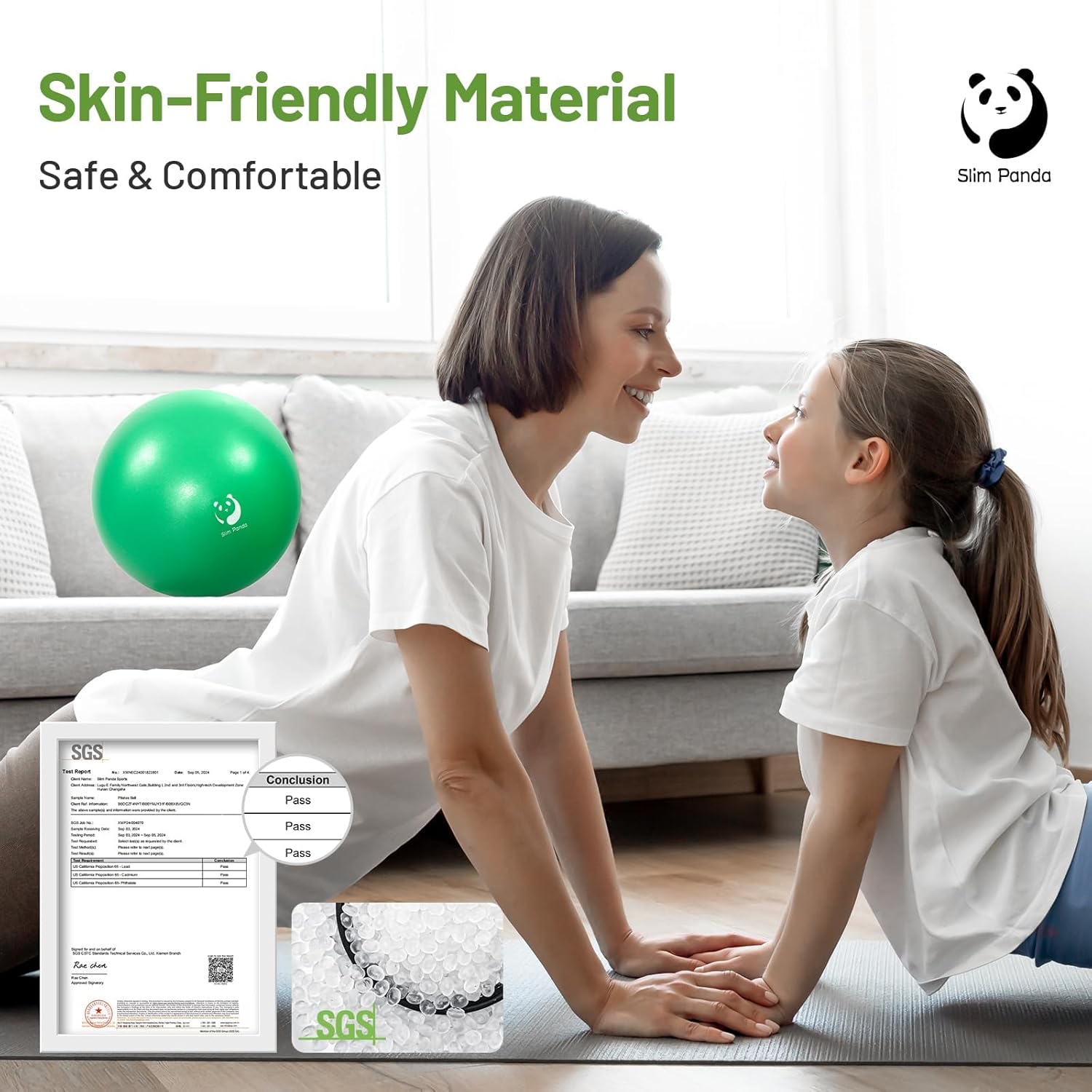 Detalle de Slim Panda Gymnastikball Klein 23–25 cm – Pilates Ball mit Aufblasbarem Strohhalm, Soft Yoga Ball für Home Fitness