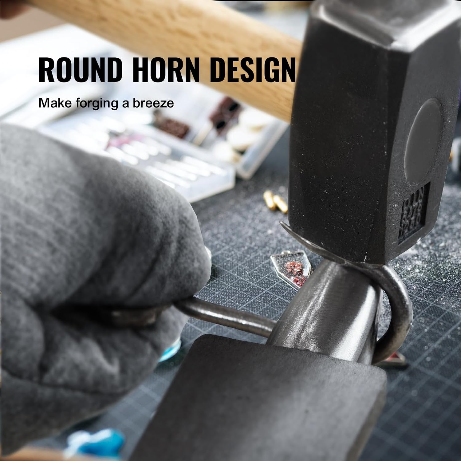 Detalle 2 de VEVOR Enclume de forgeron 4 kg, bigorne à corne ronde (acier moulé) 132 x 68 mm, 50 HRC