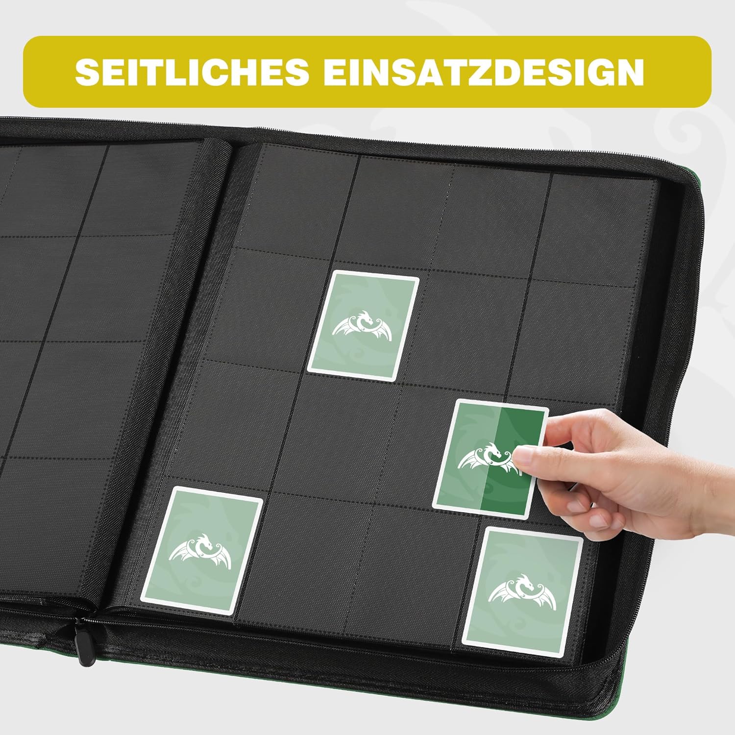Thumbnail 3 de TCGPRO Sammelkarten-Album für bis zu 1.024 Karten (TCG Binder) mit 16 Kartenfächern pro Seite – Dunkelgrün
