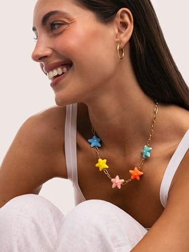 Thumbnail 3 de SINGULARU Collar Mujer Starfish Chic: dorado sobre acero con cerámica multicolor