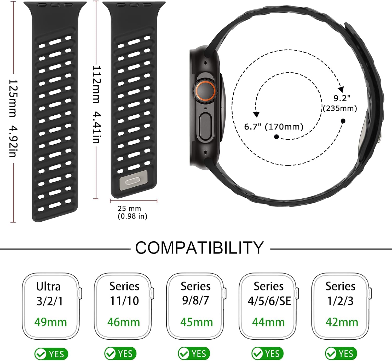 Thumbnail 2 de Tasikar Clip Magnetic Straps for Apple Watch: Silicone, Waterproof & Breathable Bands (42–49mm)