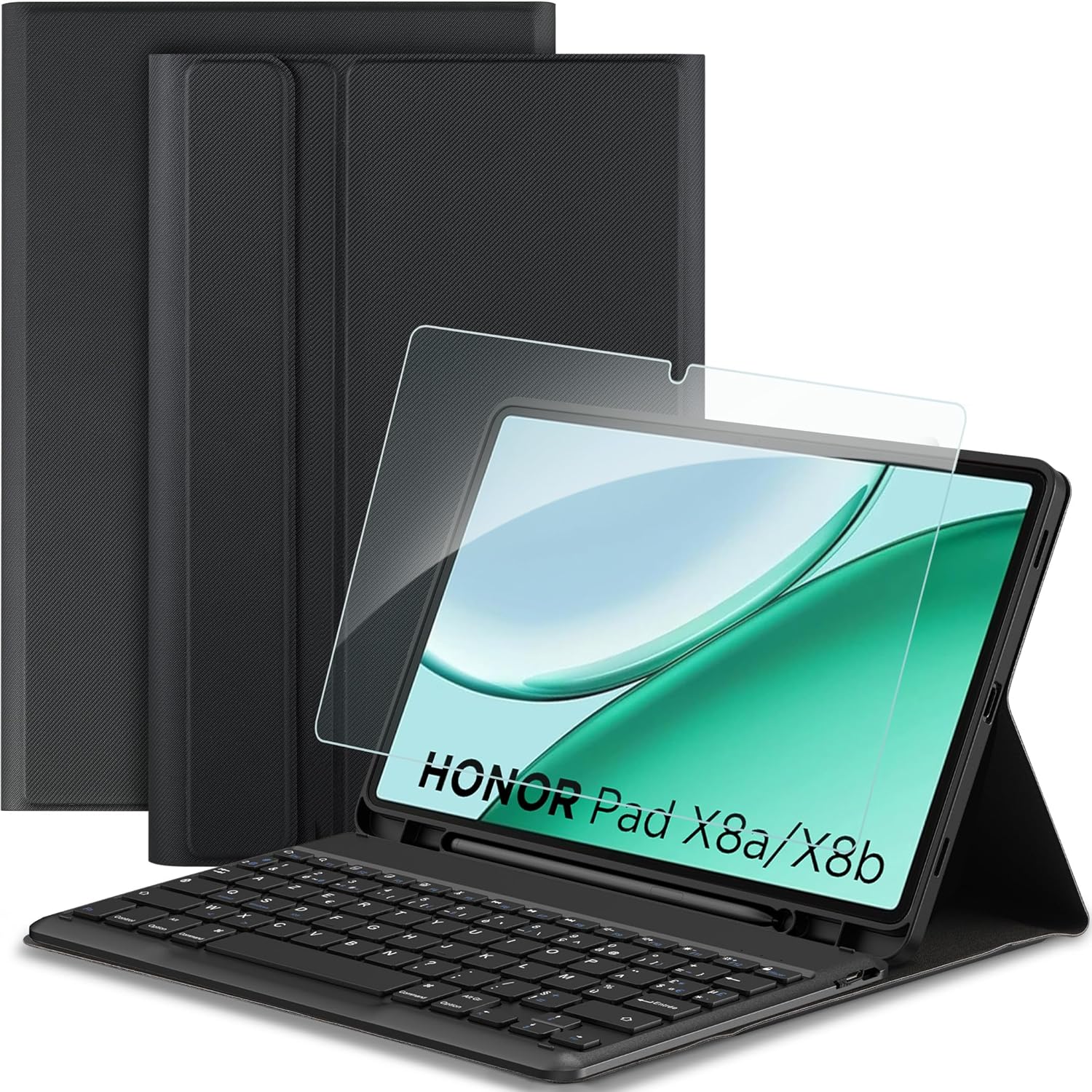 EasyAcc étui clavier français Bluetooth pour iPad 10,2" (9e/8e et 7e génération) avec film de protection et clavier amovible, bleu océan