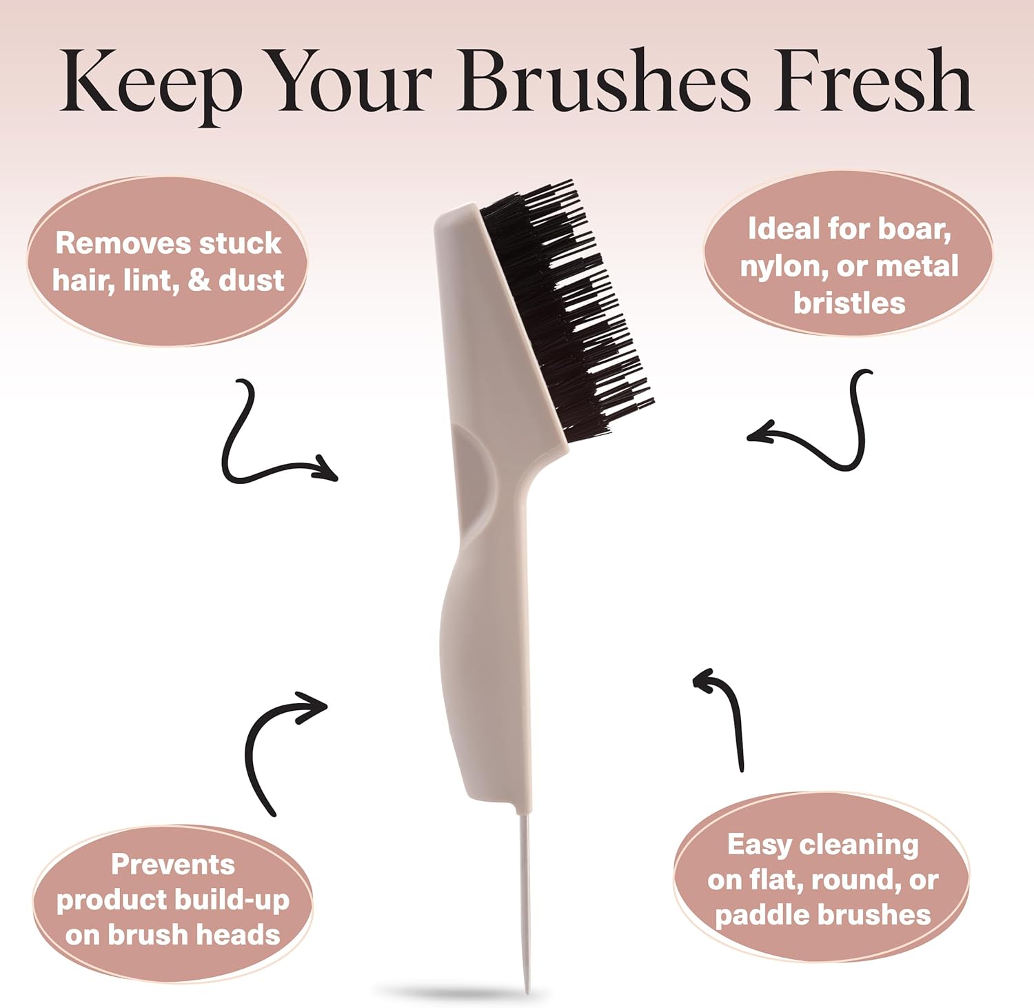 Detalle 2 de Kitsch Brosse à cheveux double face 2 en 1 : outil de nettoyage et de retrait des nœuds