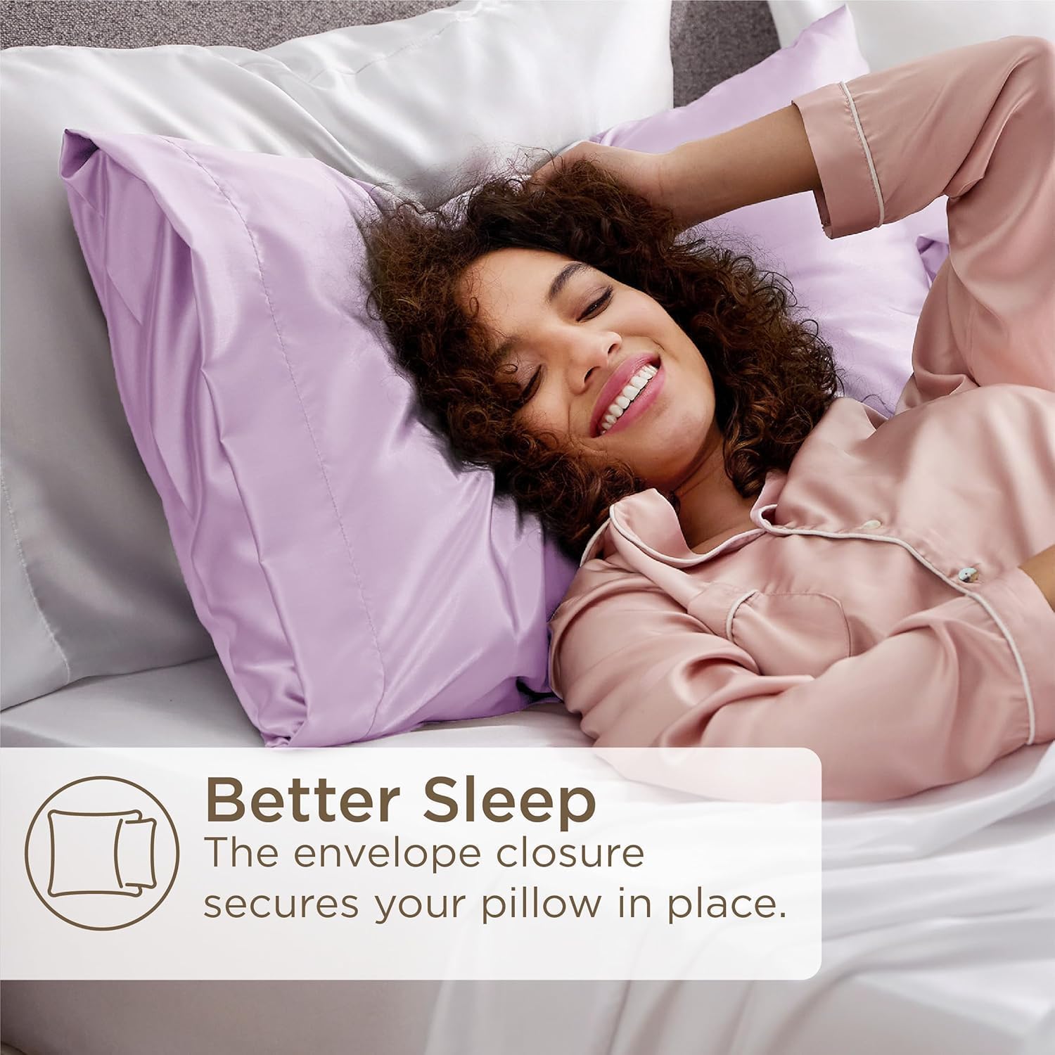Thumbnail 3 de Bedsure Satin Pillowcase for Hair (Similar to Silk) – Cooling Pillow Cases, 2 Pack with Envelope Closure, Misty Lilac Purple