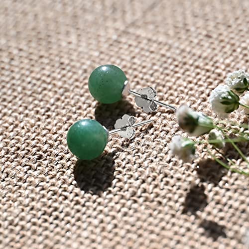 Thumbnail 2 de Weviway Jade Earrings Studs – 8mm Dark Green Jade with 925 Sterling Silver, Handmade Gift