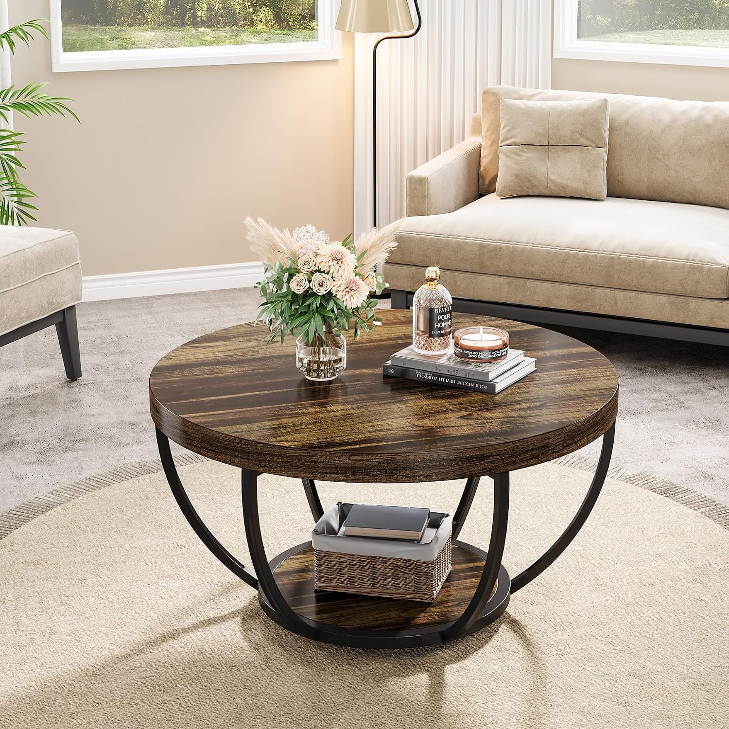 Detalle 2 de Tribesigns Round Coffee Table, 31.7-inch