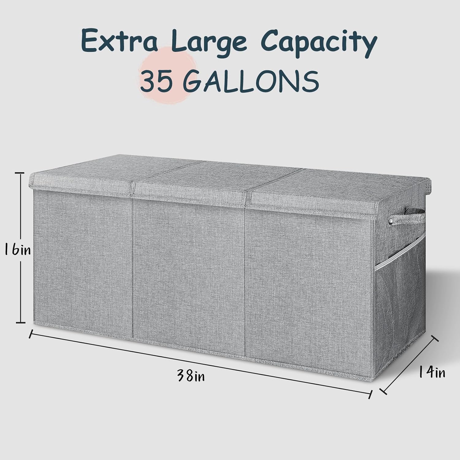 Thumbnail 1 de Rocamdo 663942 Toy Box, 38-Inch Collapsible Linen Bin with 3 Lids