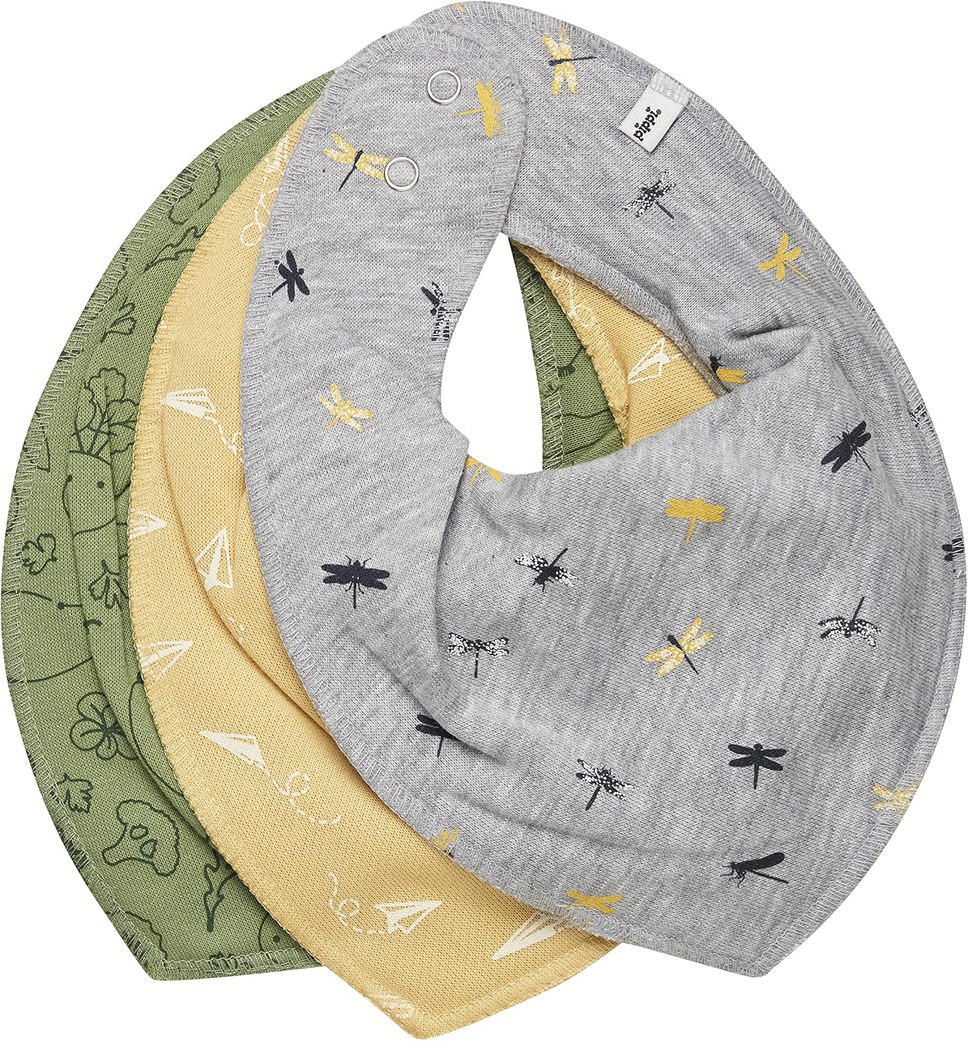 Thumbnail 2 de Pippi made with love Unisex Baby Bandana Lätzchen (3er-Pack) – Bio-Baumwolle, mit Druckknöpfen