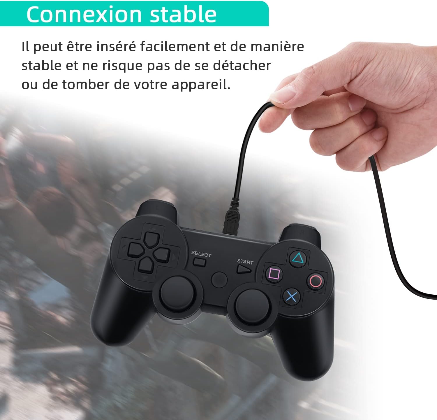 Thumbnail 4 de Lot de 2 câbles Mcbazel mini USB pour manette PS3 (USB 2.0, 1 m) — Noir
