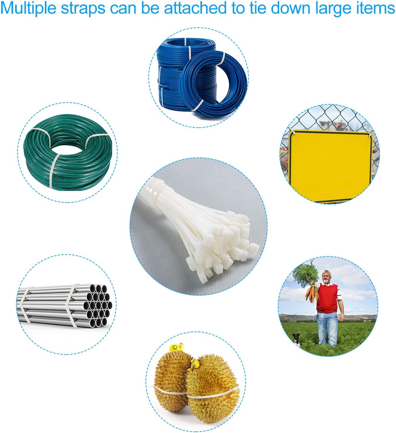 Thumbnail 1 de 200PCS Heavy-Duty Nylon 66 Cable Zip Ties (18 Inch) – strong wire ties for fences, awnings and bundling