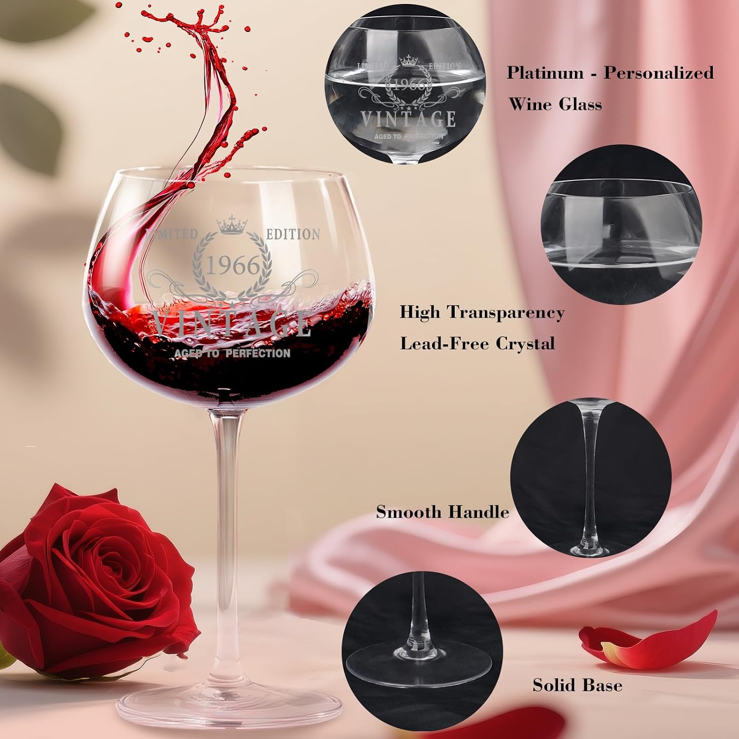 Detalle 2 de SHXWELL 60th birthday wine glass, Vintage 1966