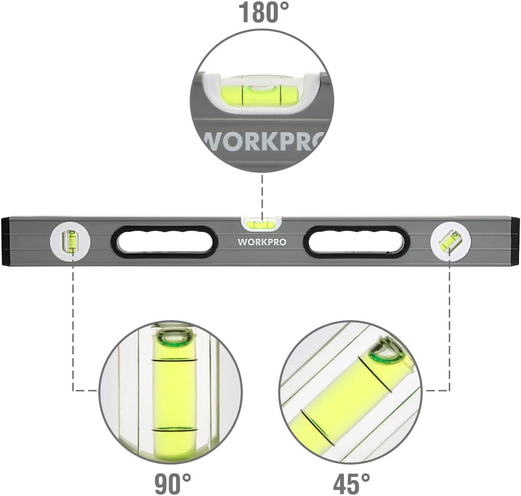Detalle de WORKPRO zestaw 3 poziomic: magnetyczna torpedowa 23 cm oraz 40 i 60 cm