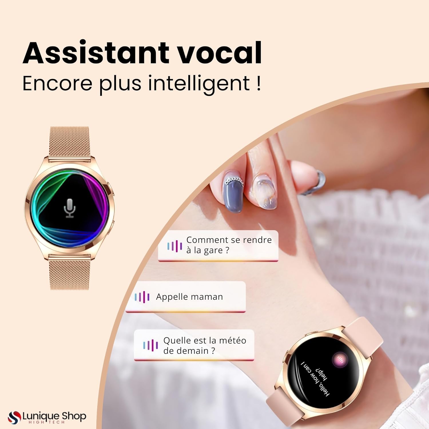 Thumbnail 4 de LUNIQUESHOP LSWATCH V2 montre connectée femme Bluetooth, cardio, sommeil, podomètre et appels