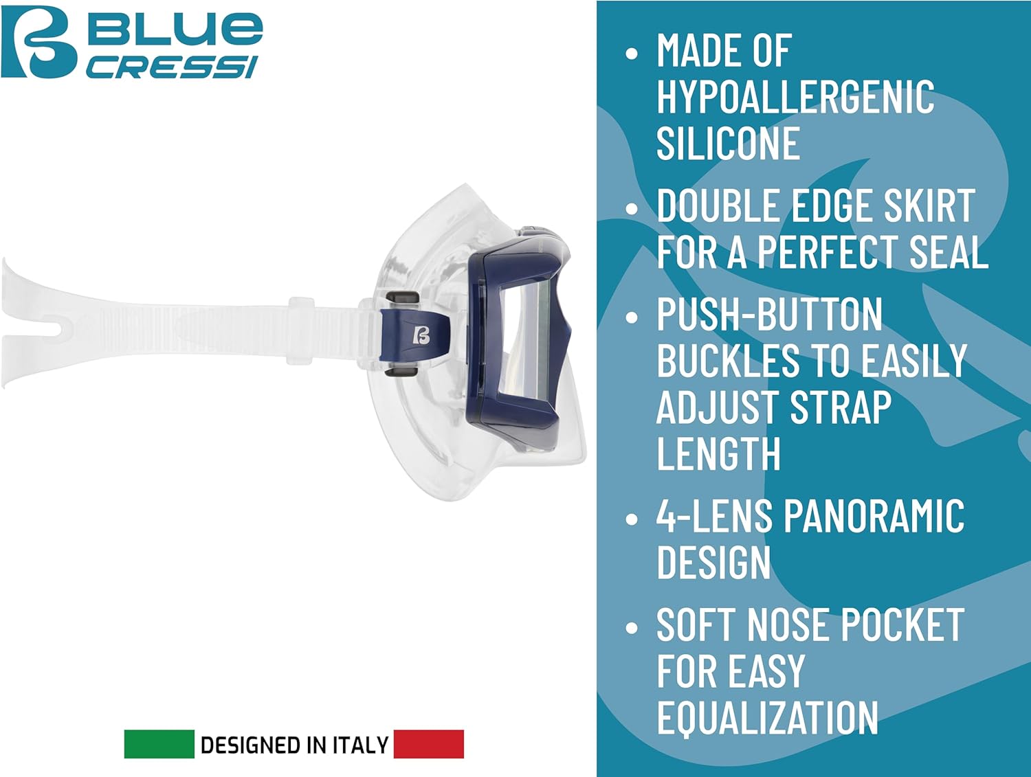 Thumbnail 3 de CRESSI Horizon - Maschera panoramica a 4 vetri e Scilla Top Dry Valve System per immersioni e snorkeling
