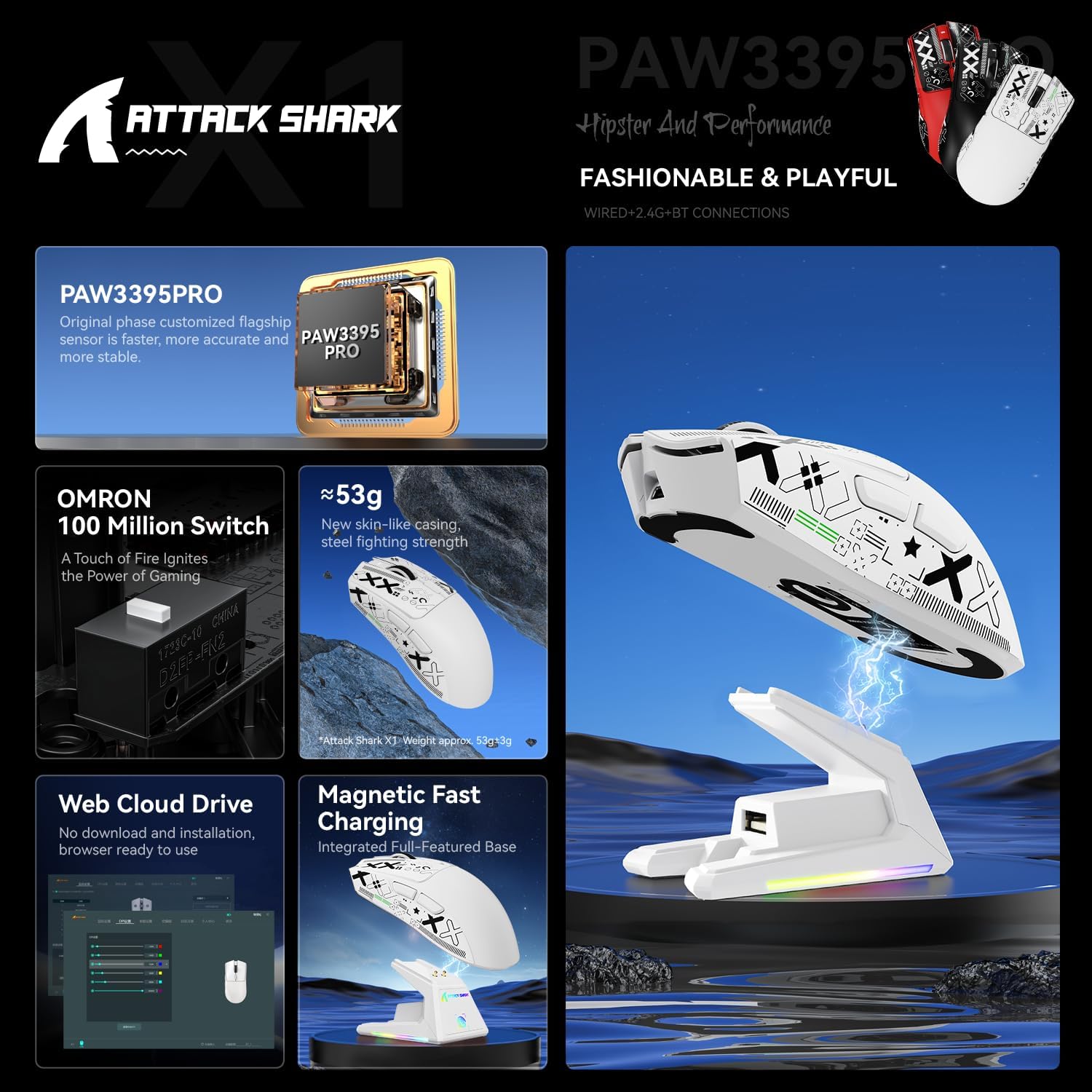 Thumbnail 3 de Attack Shark X1 Gaming Mouse with Touchpad Dock