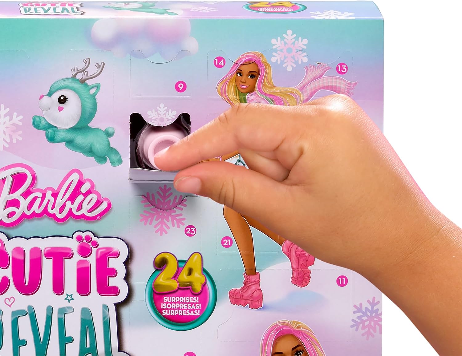 Detalle 2 de Barbie HJX76 Cutie Reveal-adventskalender med docka och 24 överraskningar