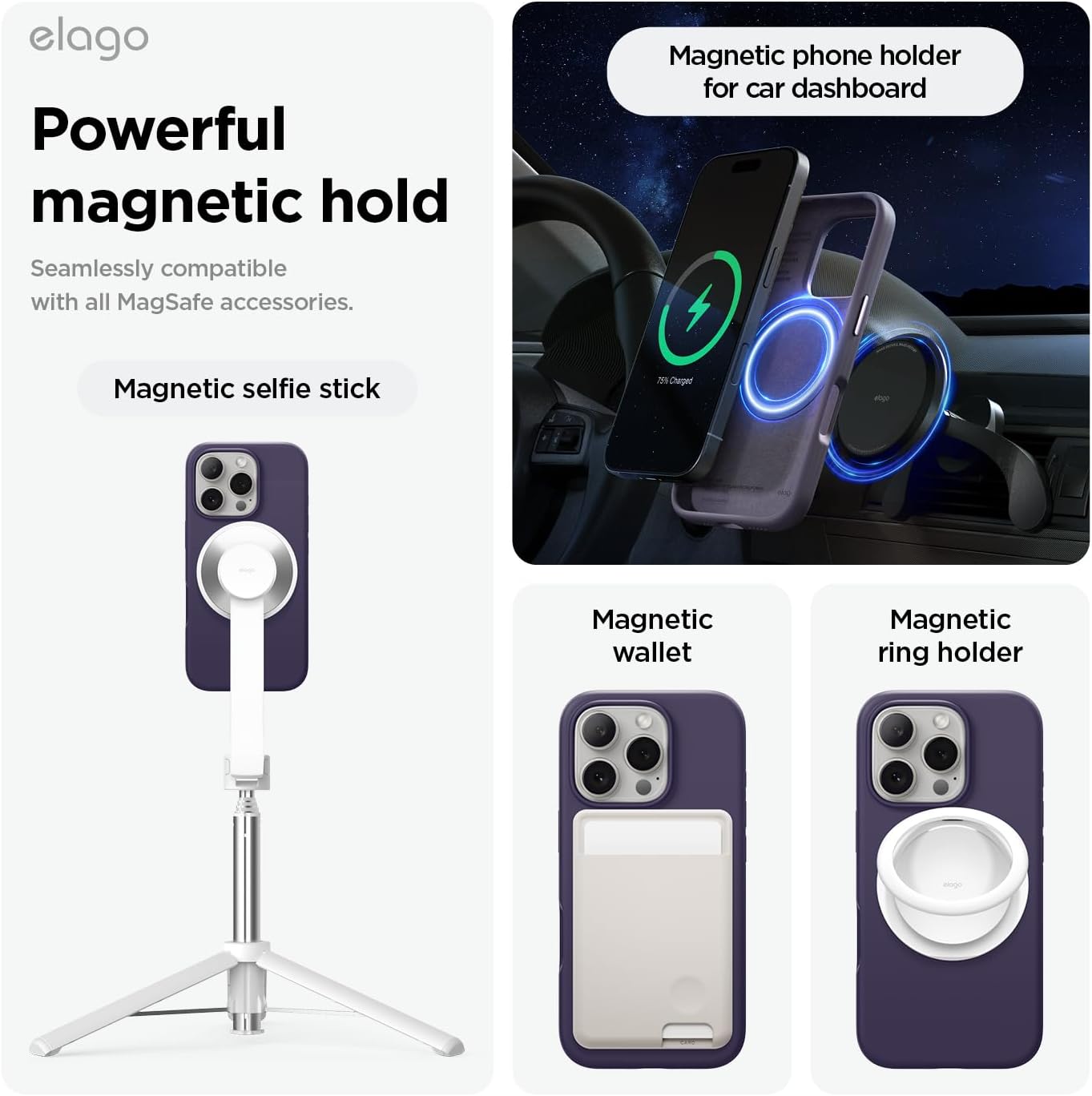 Detalle de elago Coque magnétique en silicone pour iPhone 16 Pro (6,3 pouces) Violet Intense, compatible MagSafe