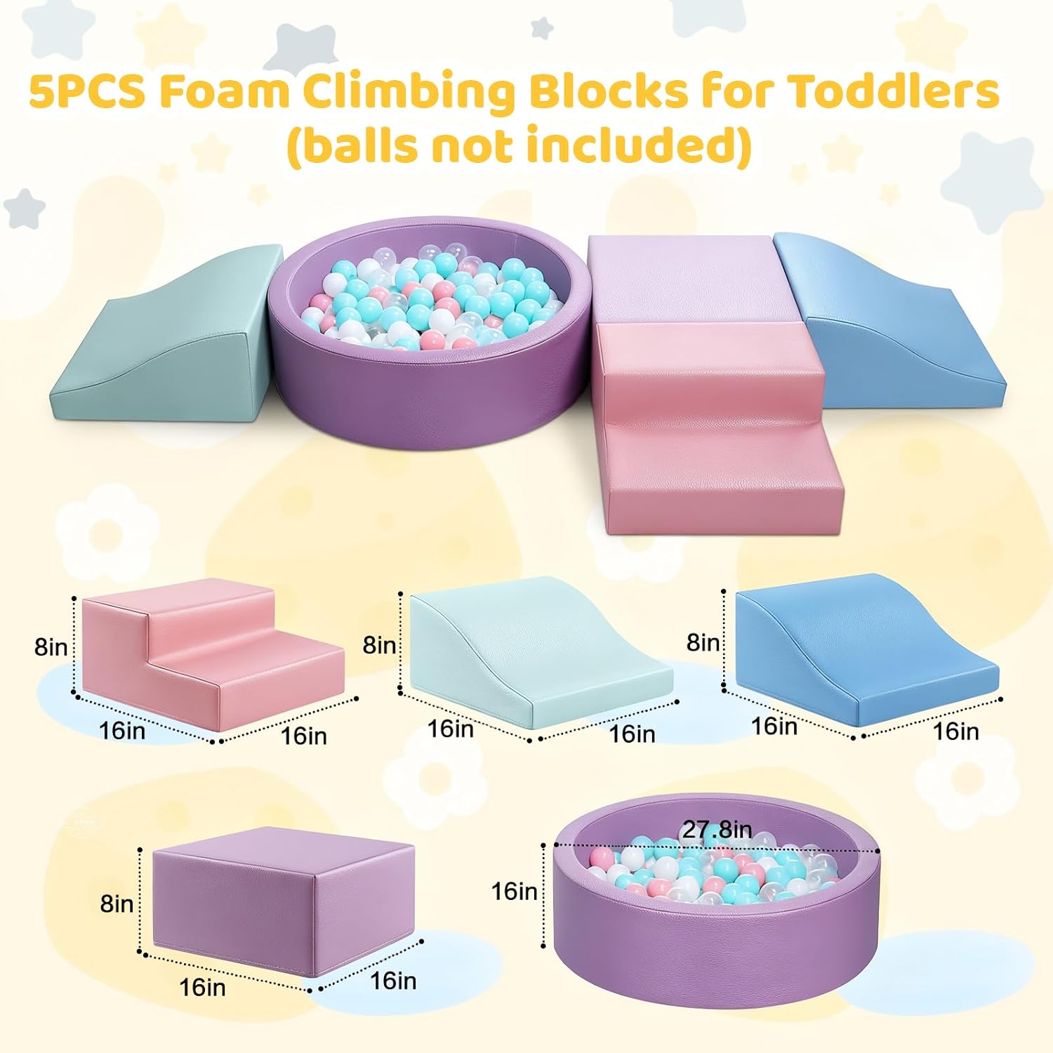 Detalle 2 de Hoohtoot Foam Climbing Blocks 5-piece