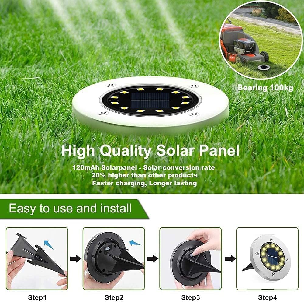 Detalle de Bzavor 12 LED Solar-Bodenleuchten IP65