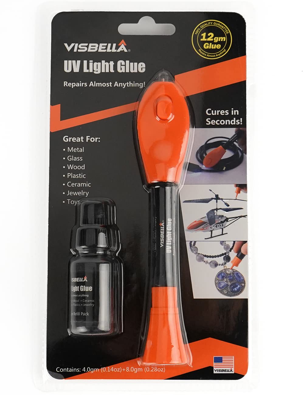 Detalle de Visbella Pegamento UV con lámpara 4+8 g