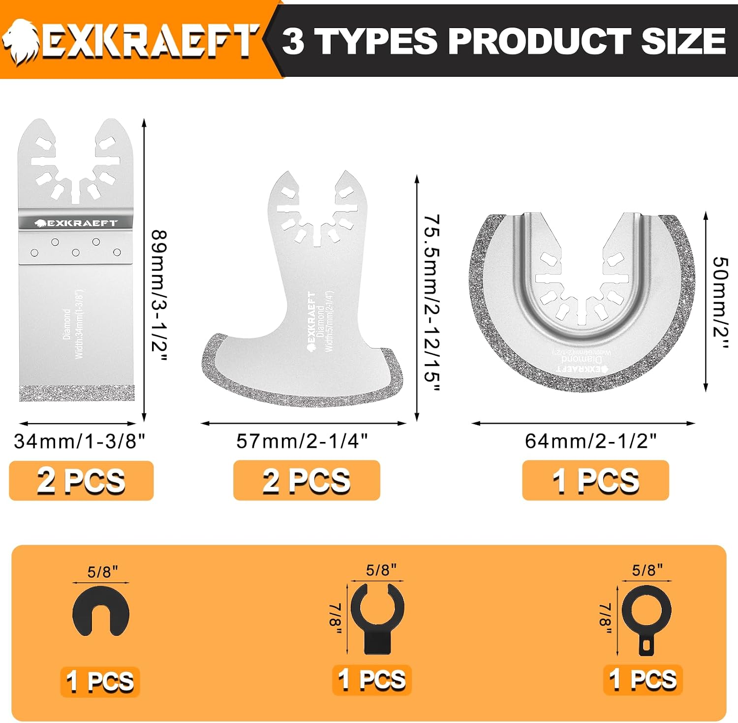 Detalle de EXKRAEFT 30Pcs Multitool Blade Kit for Metal, Wood and Drywall