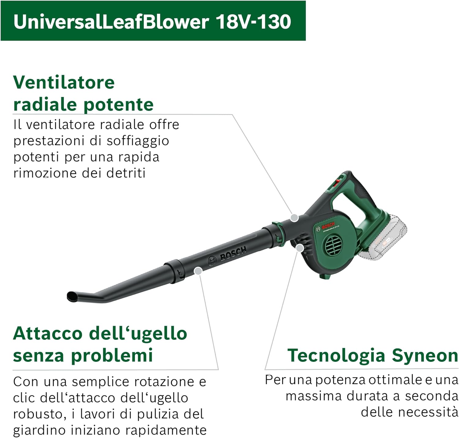 Thumbnail 2 de Bosch UniversalLeafBlower 18V-130 soffiatore da giardino a batteria Universal 18V (senza batteria)