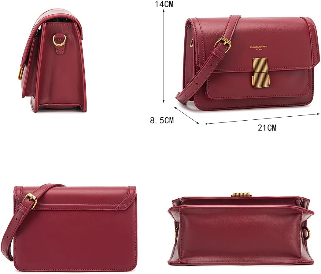 Thumbnail 4 de Petit sac bandoulière David Jones en simili cuir PU rigide rouge, pochette à rabat