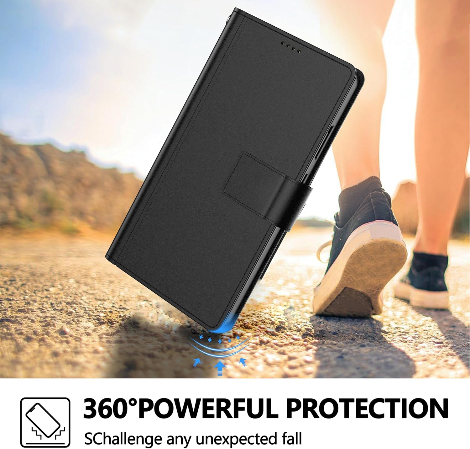 Detalle de Pollachi Fondina Cover per Honor 400 Smart: custodia protettiva in pelle PU pieghevole con portafoglio da 9 carte e supporto ad anello
