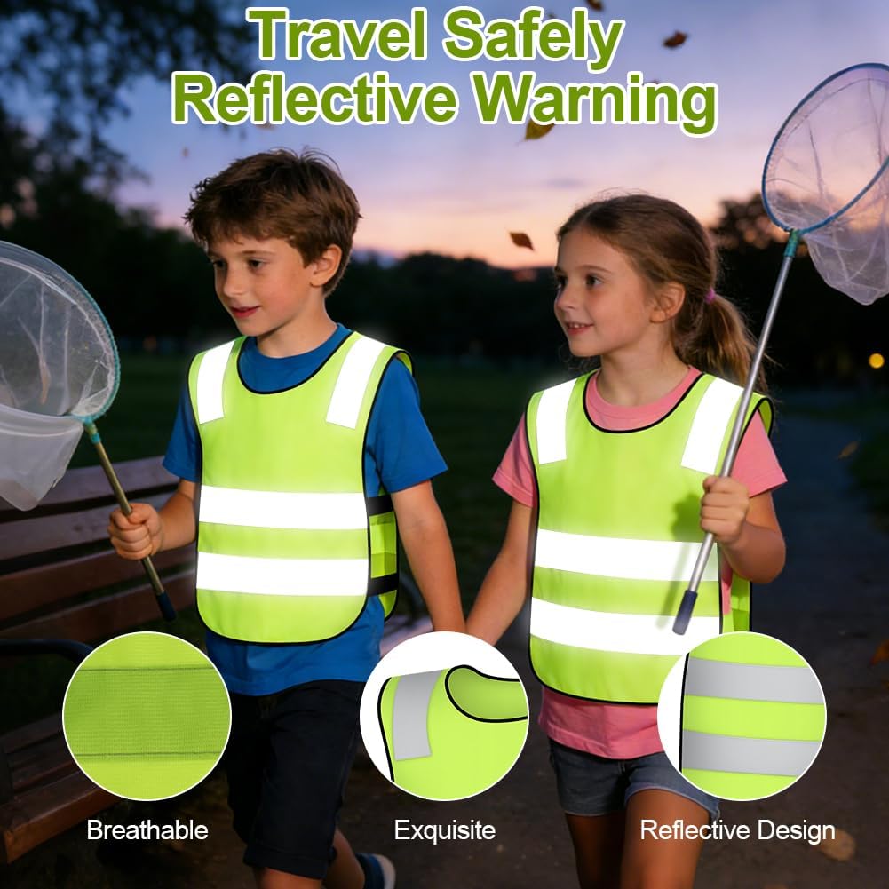 Thumbnail 1 de AYBUY 2 gilet di sicurezza rifrangenti per bambini (2 pezzi) con bande ad alta visibilità