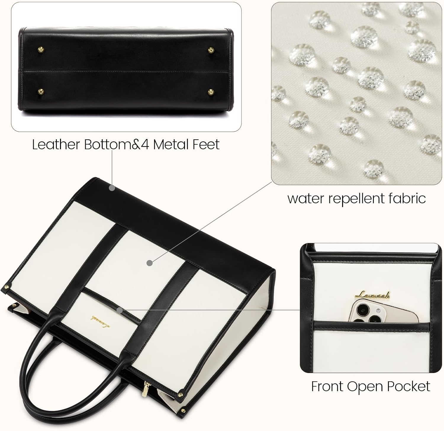 Thumbnail 5 de LOVEVOOK Laptoptasche für Damen bis 17 Zoll – wasserabweisende Arbeitstasche mit gepolsterten Laptop- & iPad-Fächern