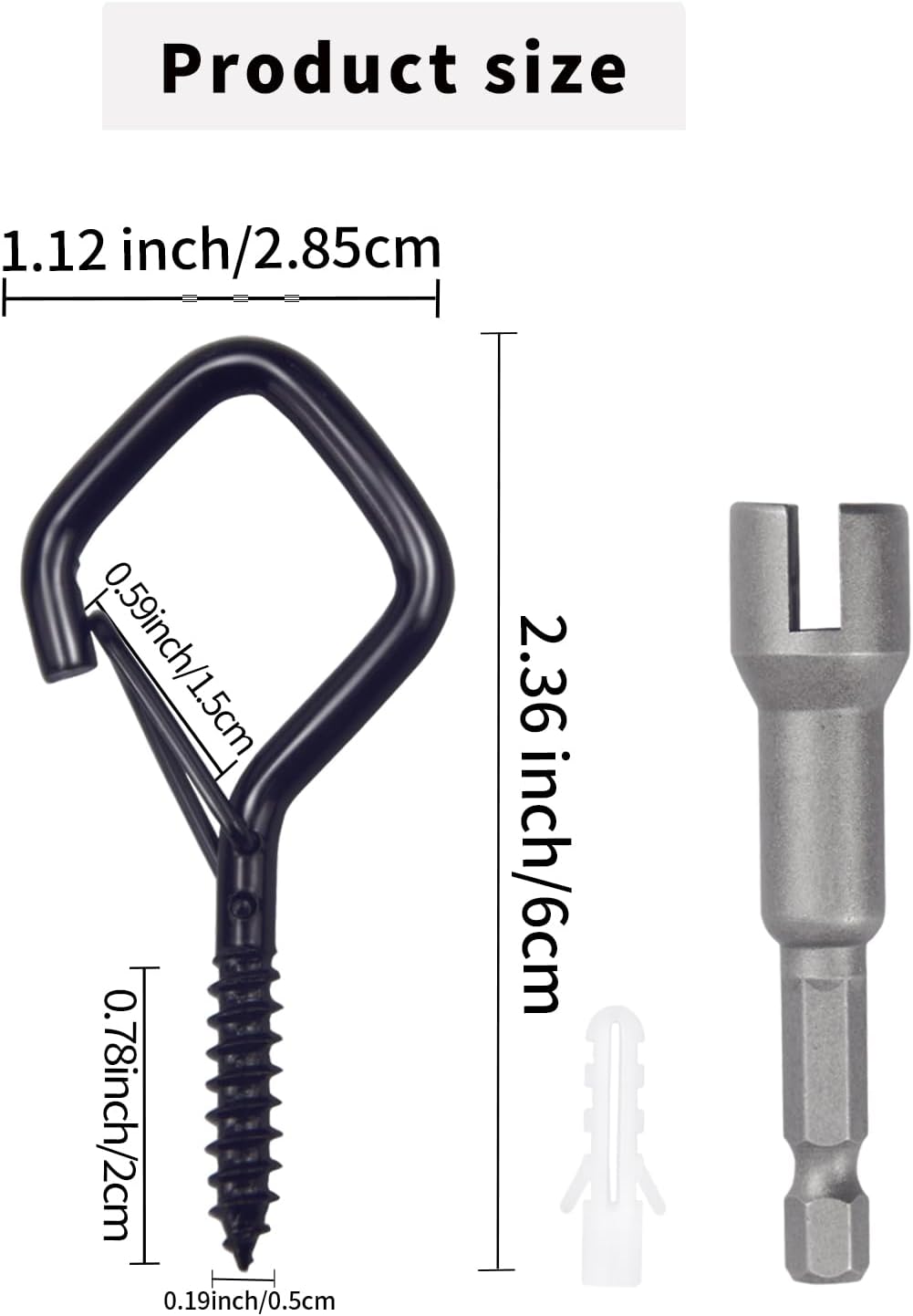 Detalle 2 de Sexoeie LXG03 Eye Screw Hooks, 35-Pack, Black Metal with Safety Buckle