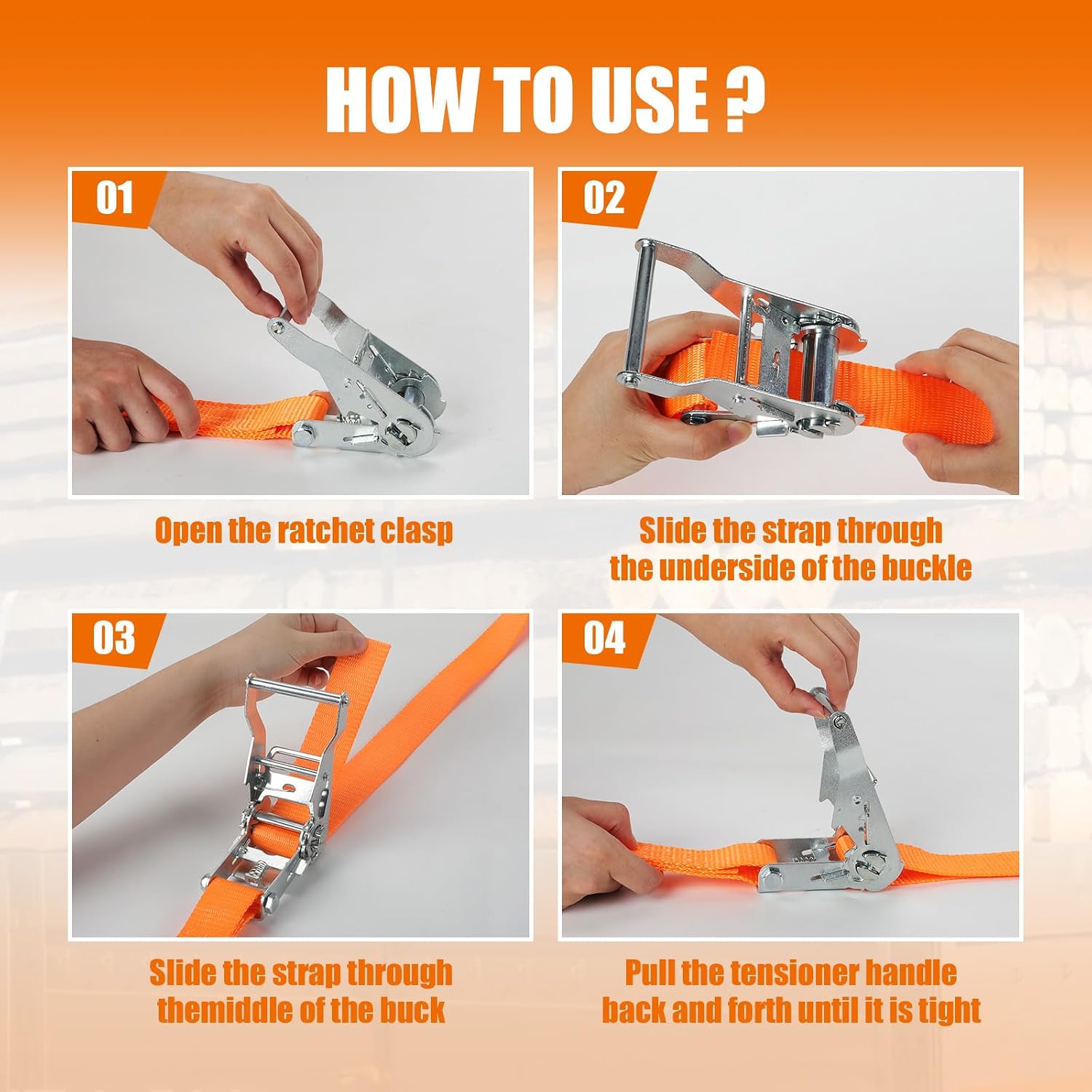 Thumbnail 5 de IAZZCO 2 x 2000KG Ratchet Straps with Hooks (6m x 40mm) — heavy-duty tie downs for motorcycles, cars, trailers and more