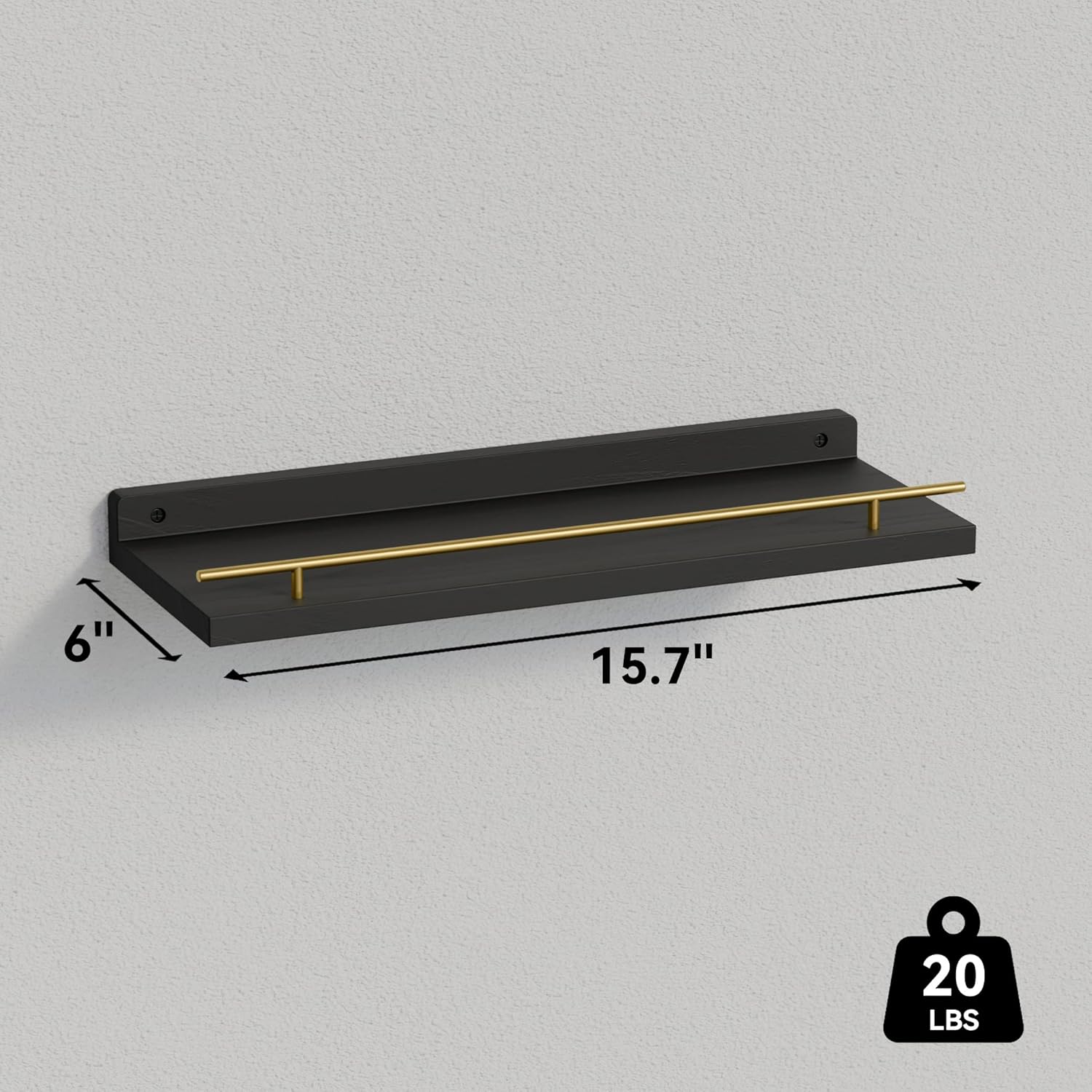 Thumbnail 2 de WOPITUES Floating Shelves with Guardrail — Set of 3