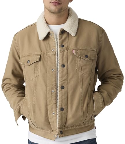Detalle de Levi's Type 3 Sherpa Trucker, chaqueta vaquera beige para hombre, talla L