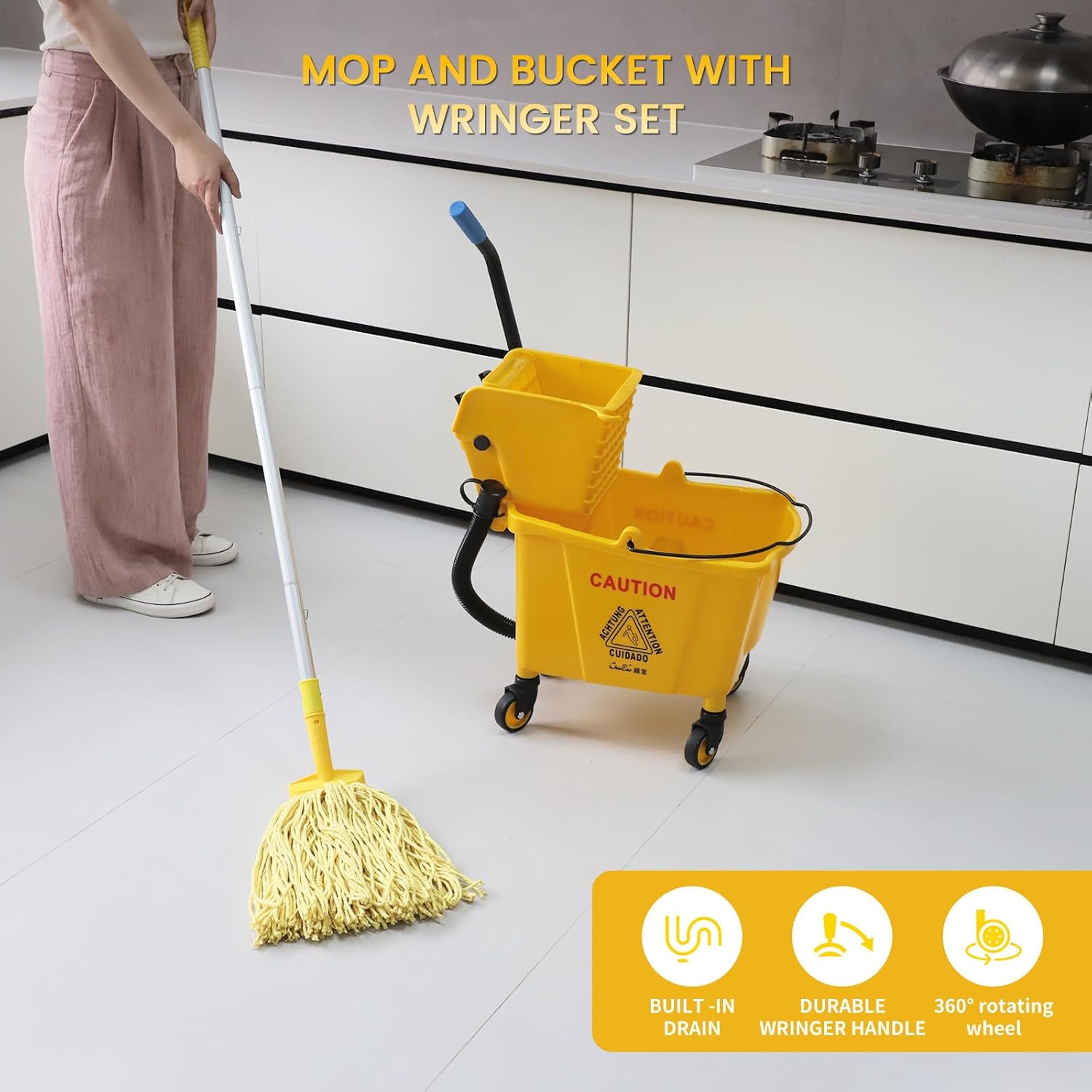 Thumbnail 6 de 35-Quart Commercial Mop Bucket with Wringer