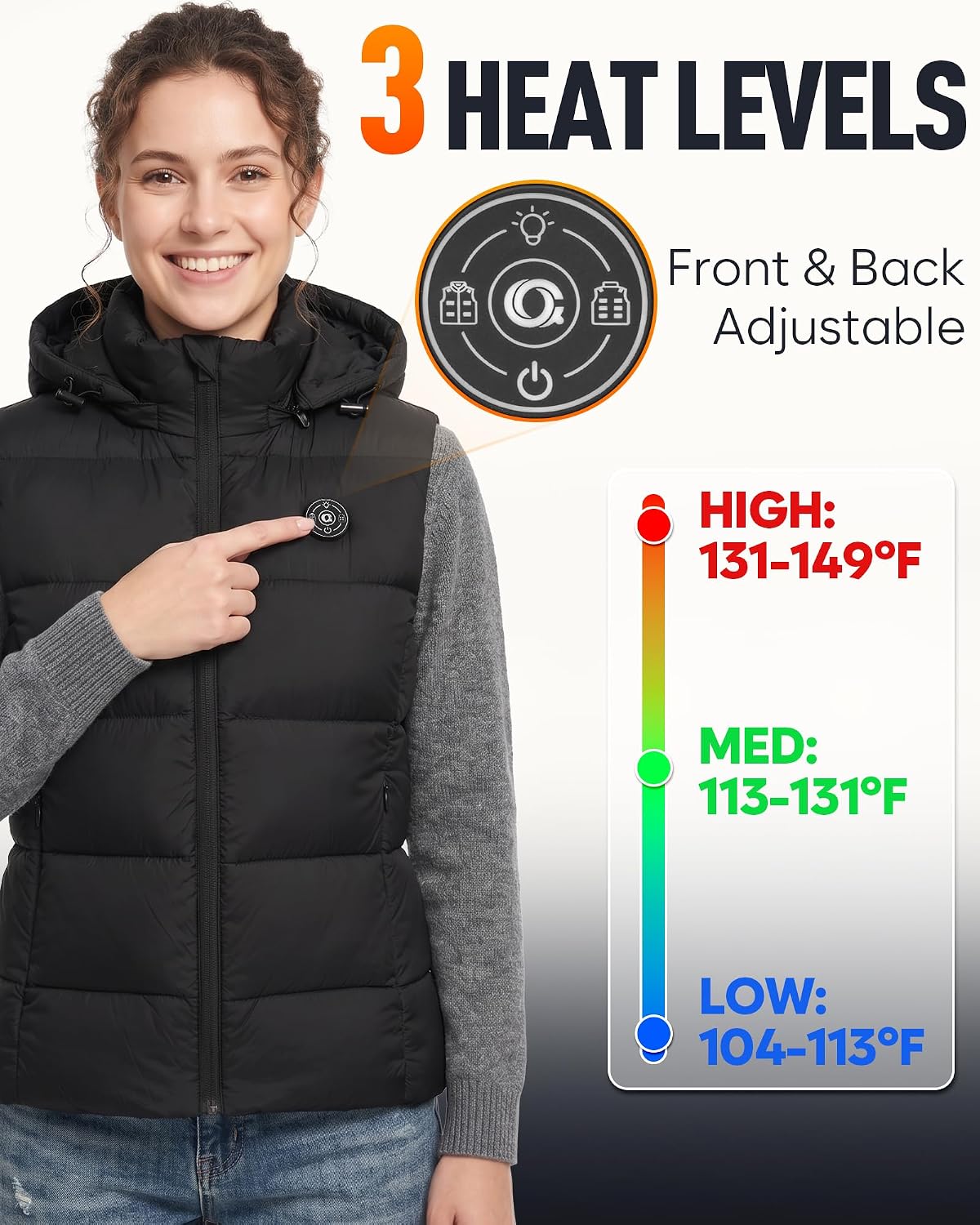Detalle de Women's Heated Vest with 15 Heating Zones