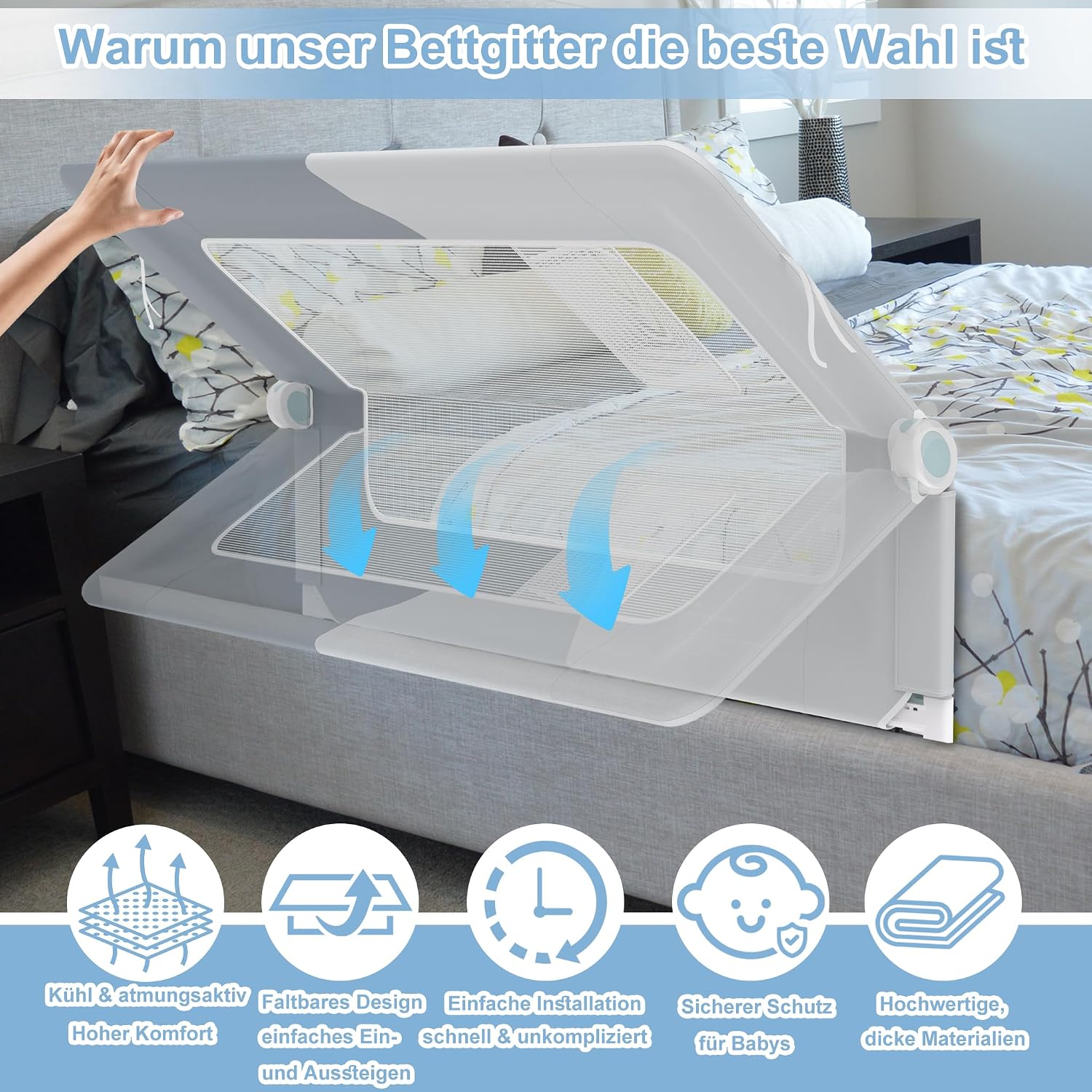 Detalle 2 de YRHome 180 cm Bettgitter Rausfallschutz