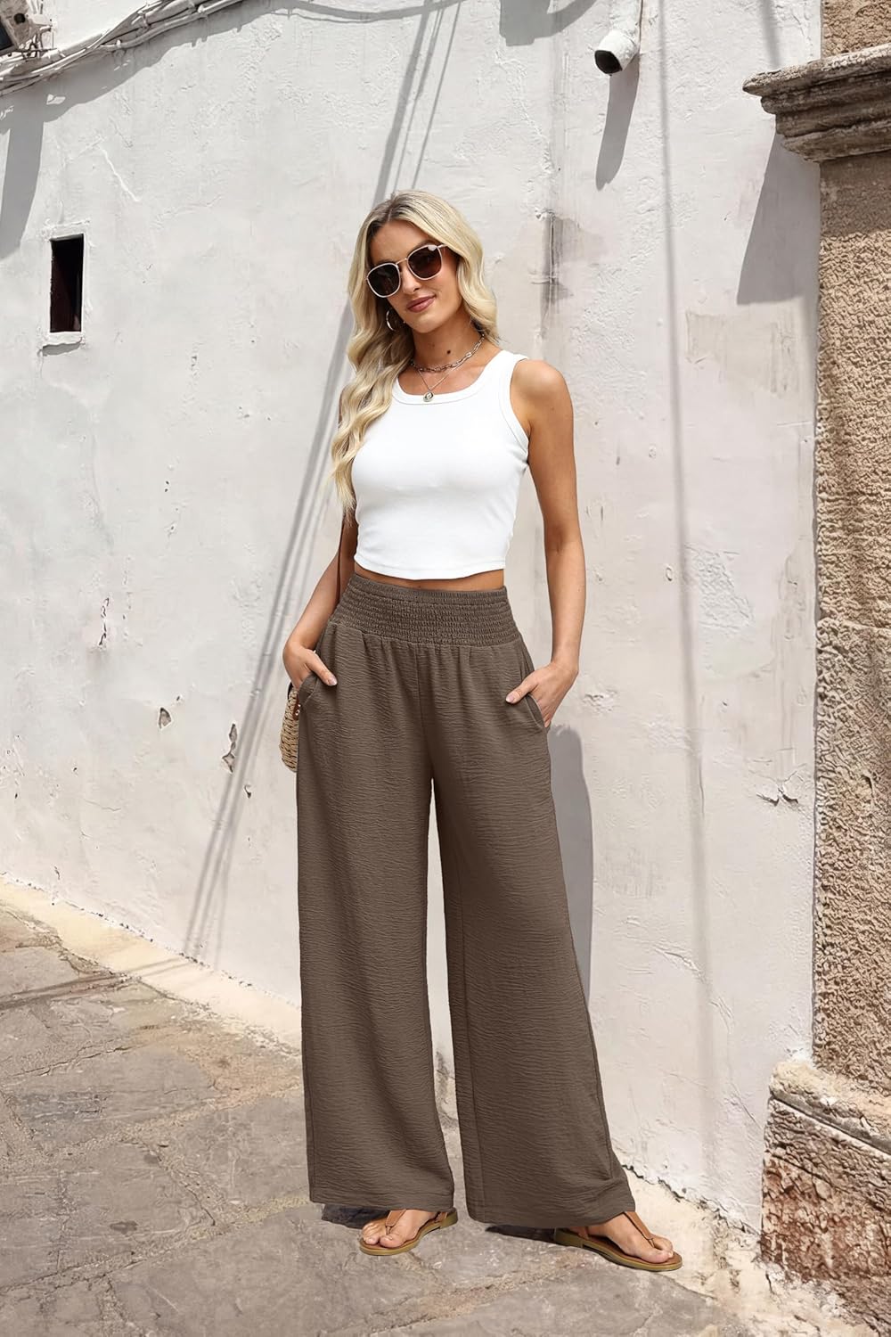 Thumbnail 4 de Sampeel Wide Leg Pants Women: High-Waist Trousers with Pockets for Casual and Lounge