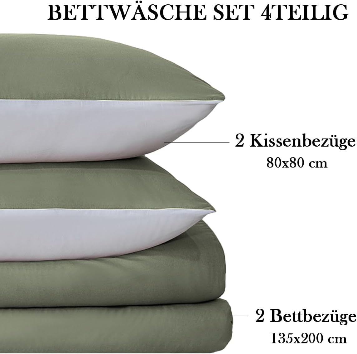 Thumbnail 5 de Nesture Bettwäsche 135x200 – 4tlg Wendebettwäsche in Salbeigrün/Weiß aus Mikrofasern