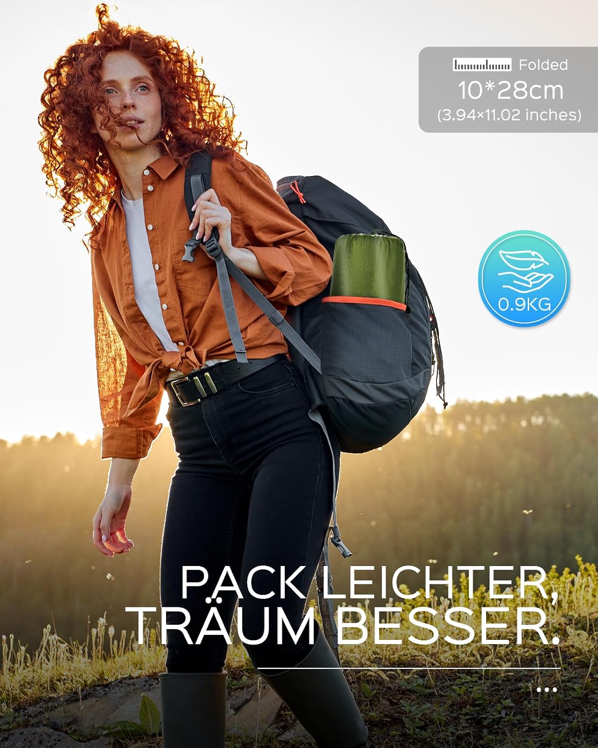 Thumbnail 6 de NHOWIN Isomatte Camping – Leichte, kompakte Luftmatratze mit integrierter Fußpumpe, 9 cm Dicke, 196 × 68 cm, Grün