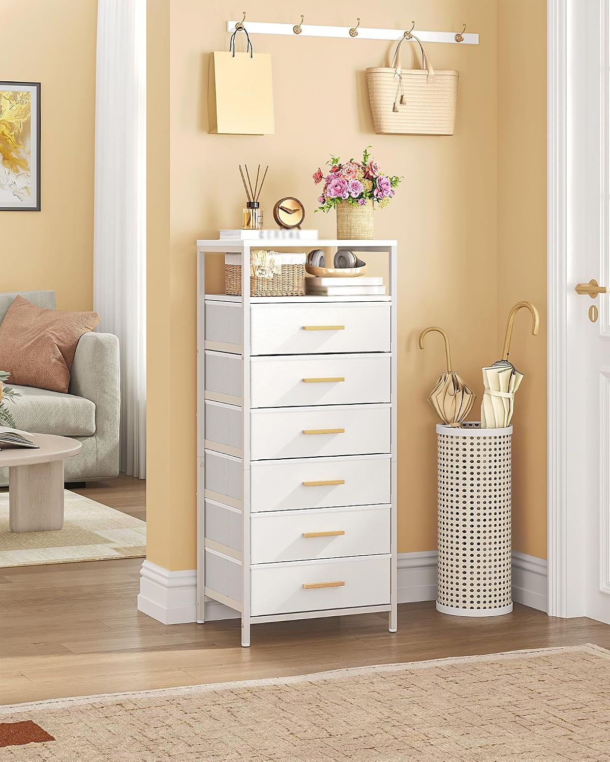 Detalle de Hzuaneri Commode Chambre 6 tiroirs pliables blanc