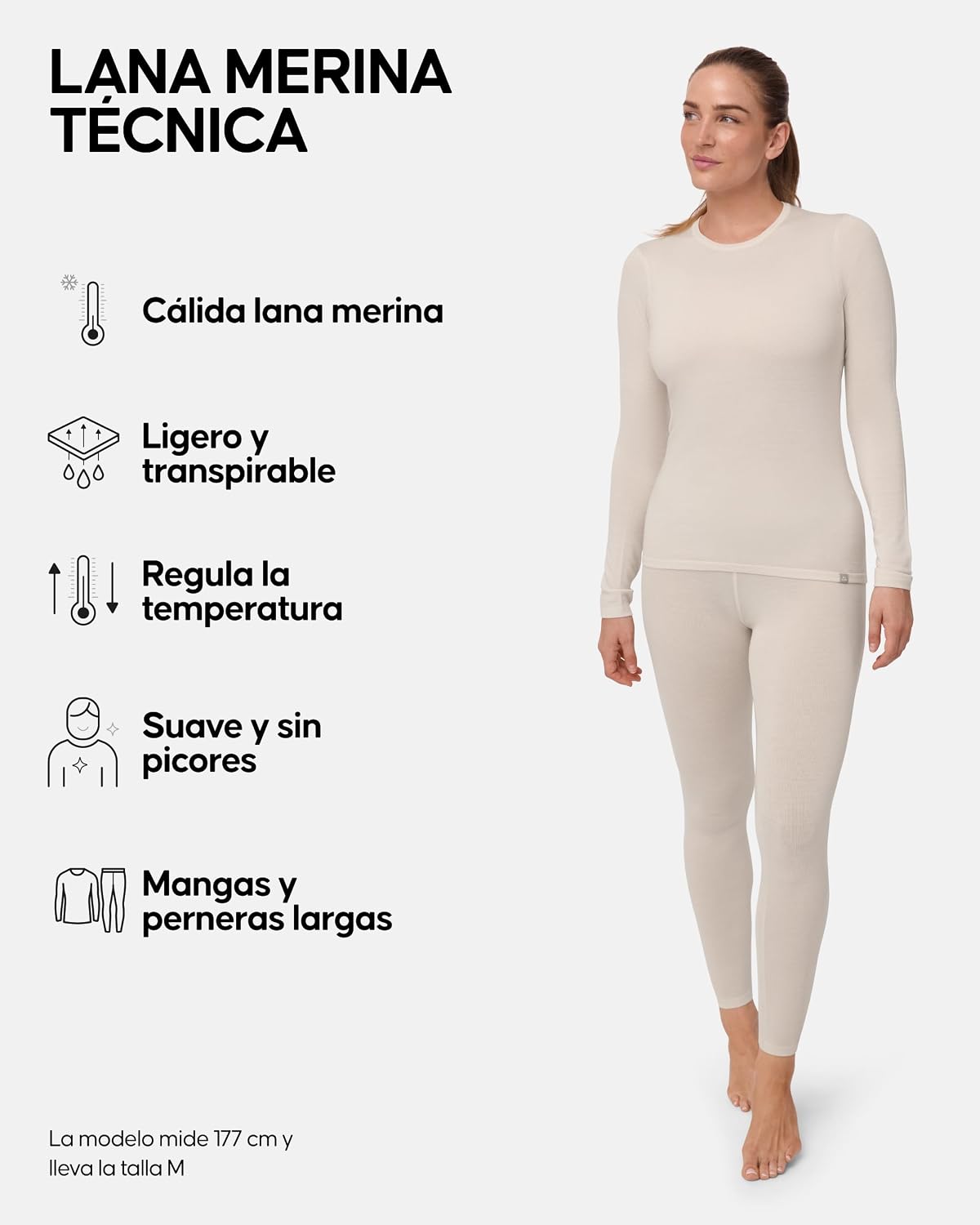 Detalle 2 de DANISH ENDURANCE Conjunto térmico lana merino mujer 180 g/m²
