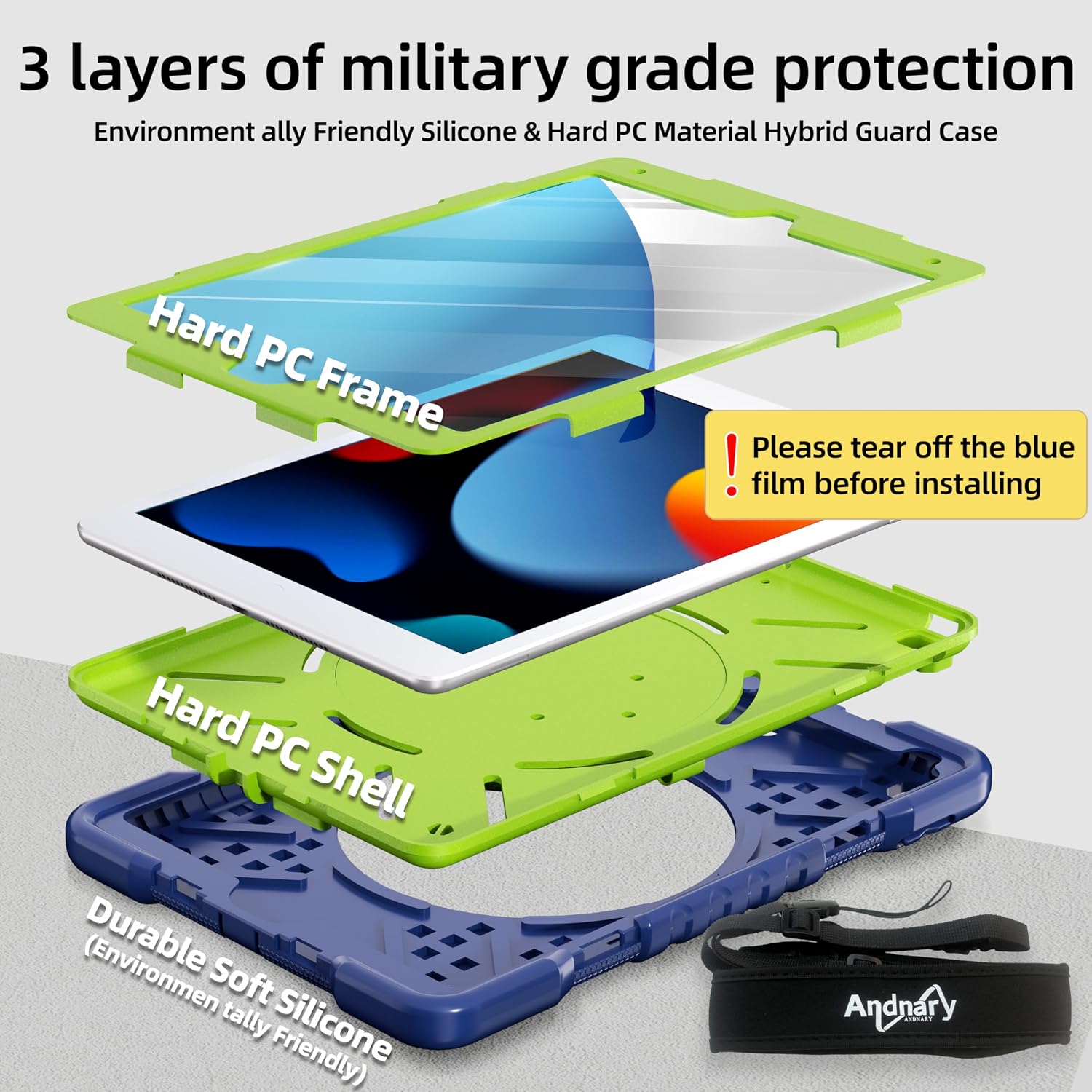 Detalle de Andnary iPad 10.2 Case 360° Rotating Handle