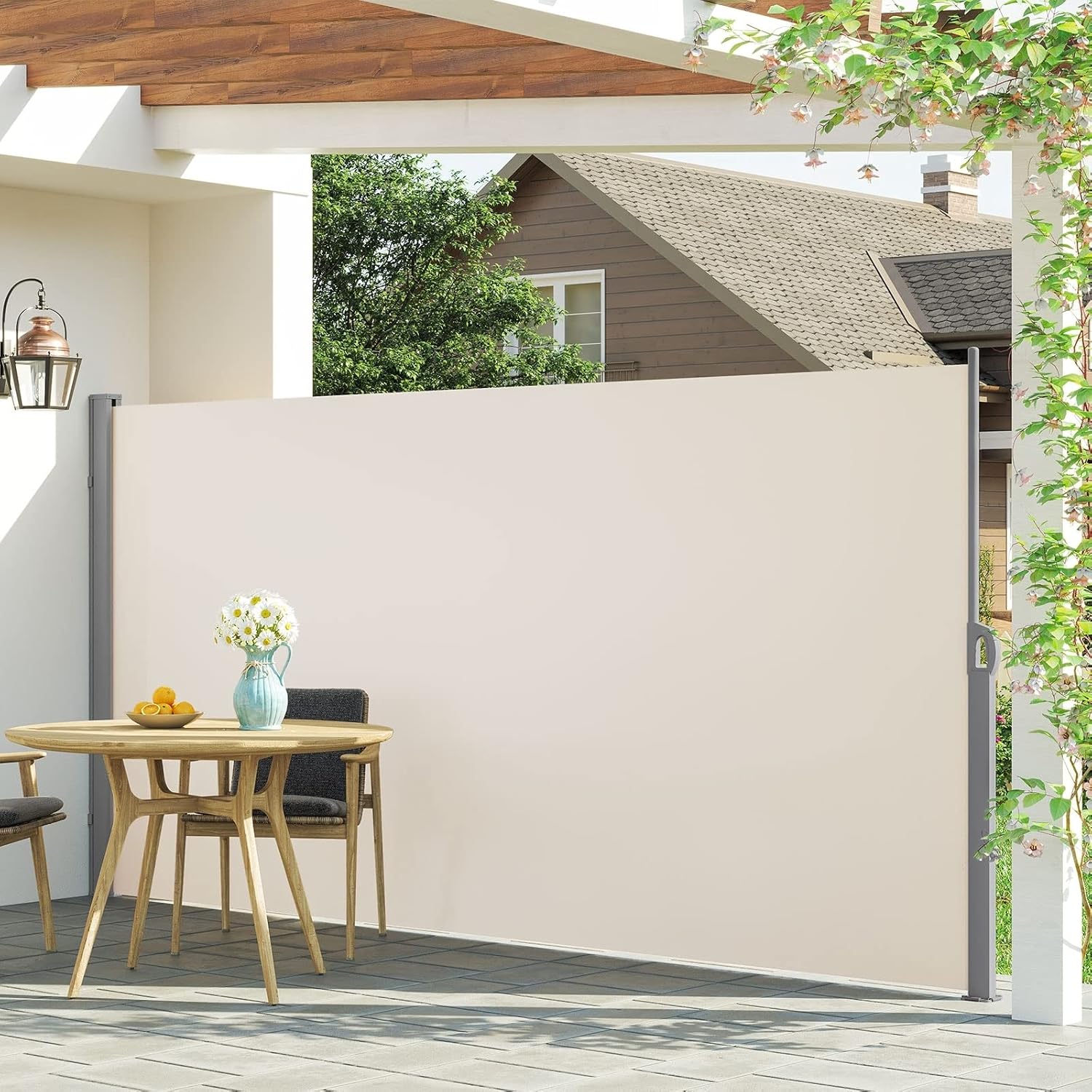 Thumbnail 2 de LARMNEE Seitenmarkise mit Stahl-Kasten (ausziehbar) 190 x 450 cm – beige EBE1945TBP02